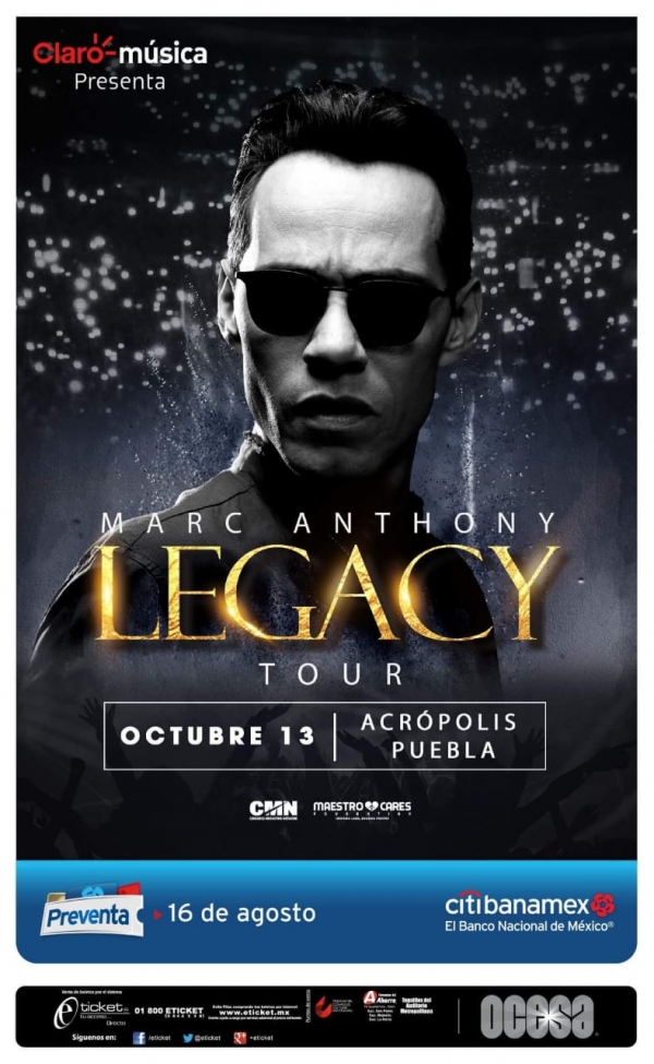 Marc Anthony llega con su gira Legacy Tour a Puebla