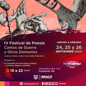 Festival de poesía poblana online 24 al 26 de septiembre 2020.