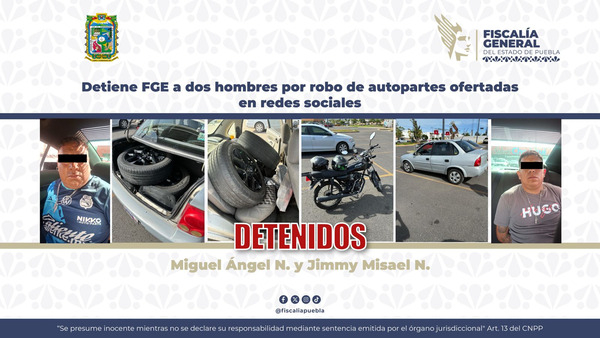 Caen por robo de autopartes en Cuautlancingo