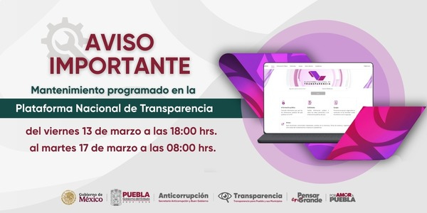 Plataforma de Transparencia estará suspendida temporalmente
