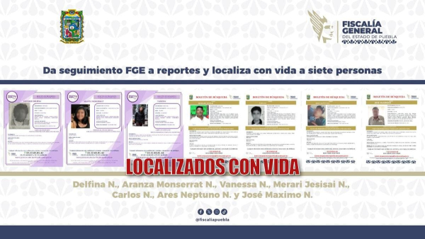 Localizan con vida a siete personas desaparecidas