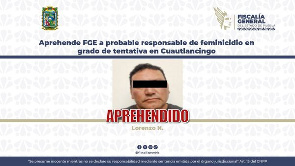 Cae sujeto por tentativa de feminicidio en Cuautlancingo