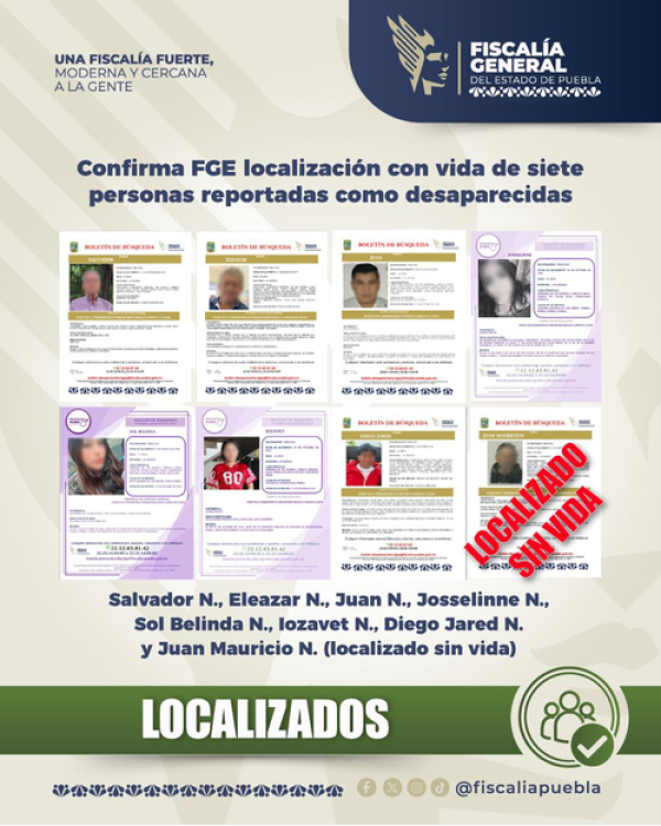 Retornan a casa 7 casos de personas desaparecidas