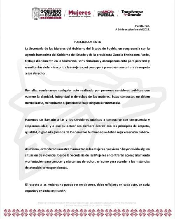 Gobierno de Puebla promueve derechos de las mujeres