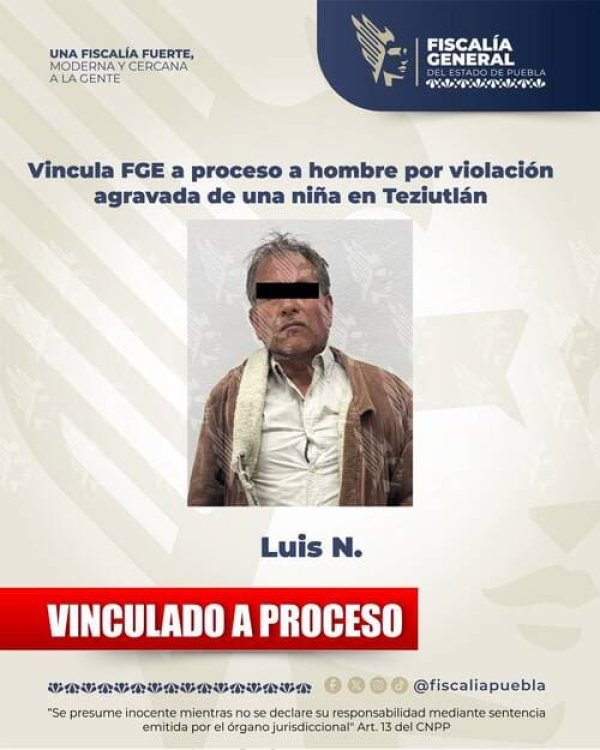 FGE vincula a proceso a hombre por violación agravada