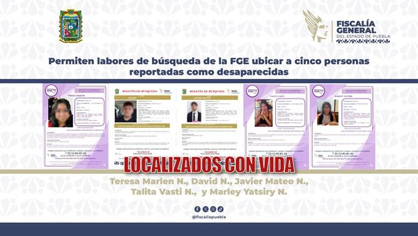 FGE localiza a cinco personas desaparecidas