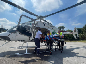 Mujer embarazada fue trasladada en helicóptero para estabilizarla