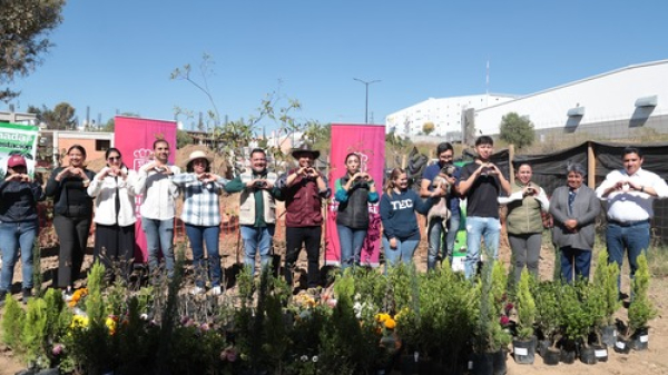 Norma Pimentel realiza reforestación en Almecatla