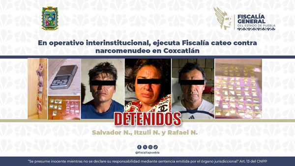 Cateo en Coxcatlán deja tres personas detenidas