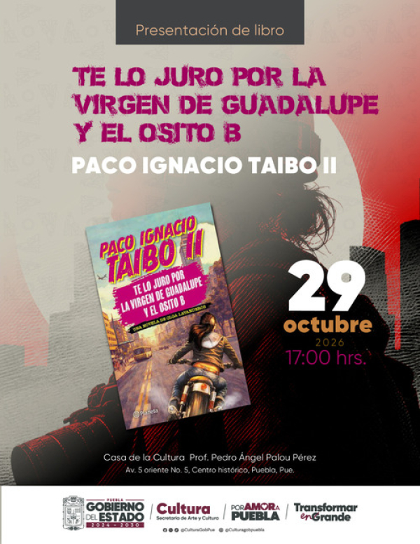 Paco Taibo II presentará nuevo libro en Puebla
