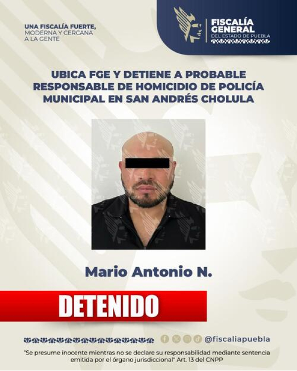 Detienen a Mario N. por homicidio de policía
