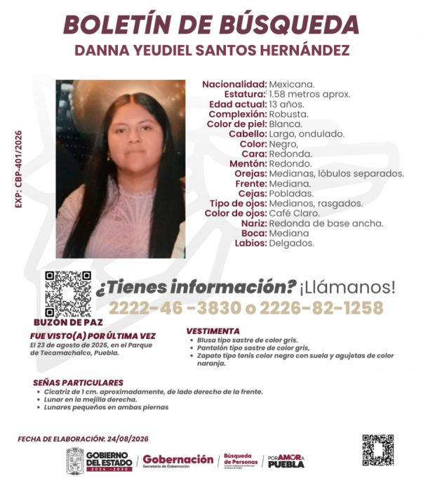 Continúa operativo para localizar a Danna Yeudiel