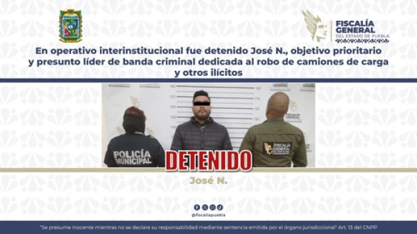 Detienen a presunto l&iacute;der roba camiones
