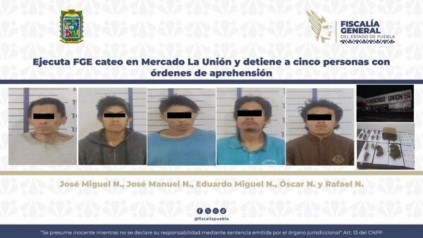 Cateo en Mercado La Unión deja 5 detenidos
