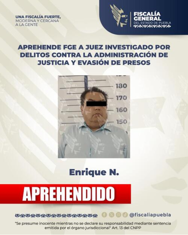 Detiene a exjuez de Tecamachalco por evasión de presos