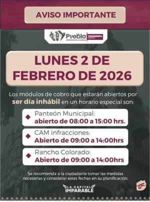 Tesorer&iacute;a Municipal anuncia horario especial
