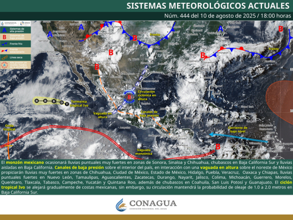 Monzón mexicano afectará lluvias en ocho estados de México