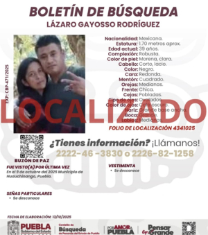 Comisión de Búsqueda localiza sin vida a Lázaro Gayoso Rodríguez
