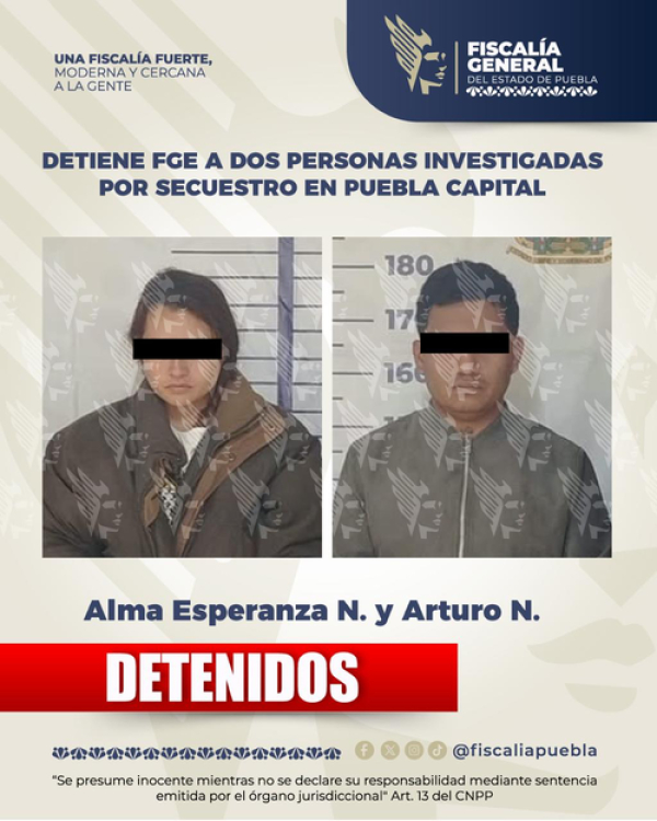 FGE detiene a pareja de presuntos secuestradores
