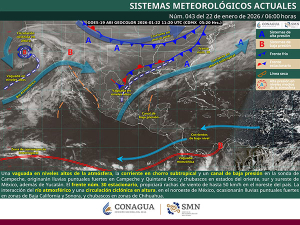 Se prev&eacute;n lluvias puntuales fuertes en Campeche y Quintana Roo