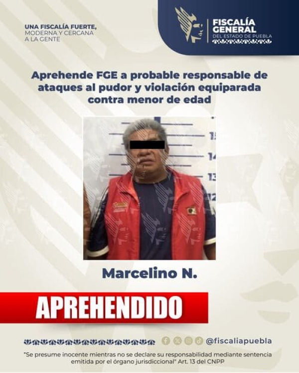 FGE detiene a hombre por violación equiparada