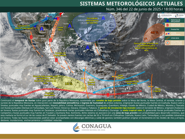Continuará temporal de lluvias en territorio mexicano