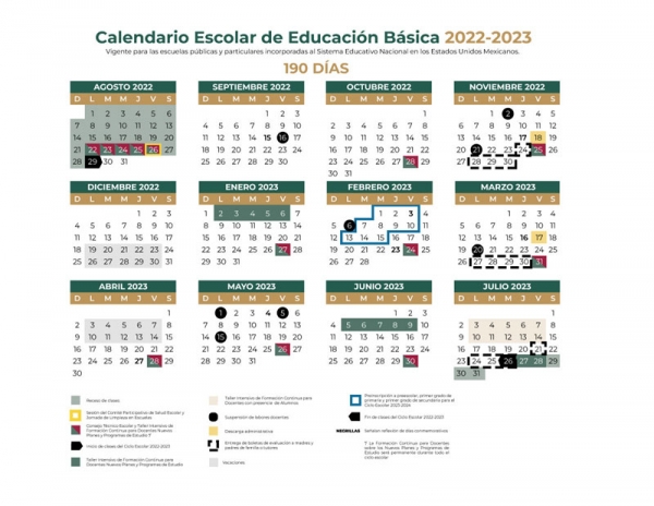 SEP publica calendario escolar 2022-2023