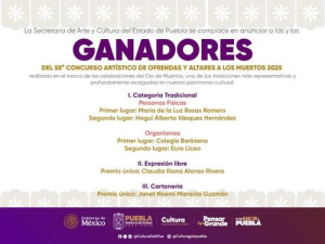 Entregan premios de “Letras Poblanas” y “Concurso de Ofrendas”