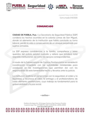 SSP condena ataque contra custodio estatal