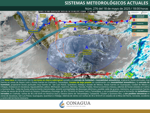 Canales de baja presión afecta la mesa del Norte y la Mesa Central