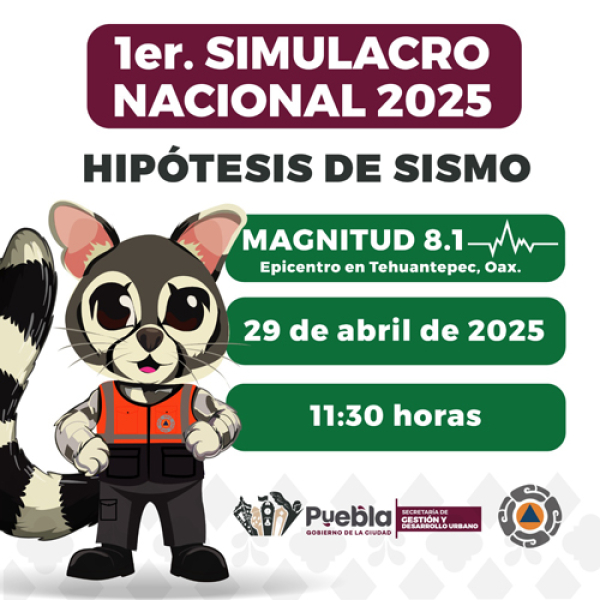 Puebla se sumará al Simulacro Nacional