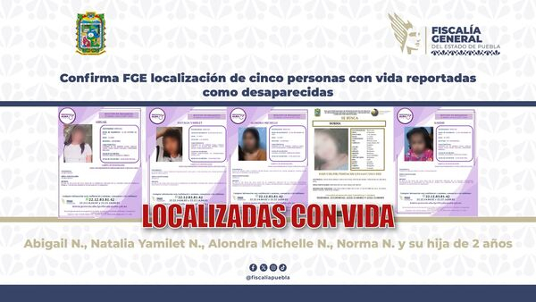 Localizan con vida a cinco personas desaparecidas