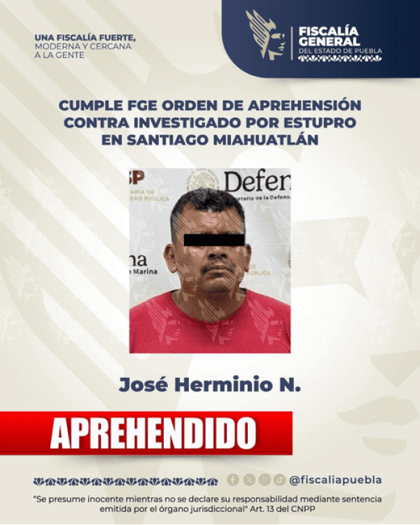 FGE detiene a José Herminio N. en Miahuatlán