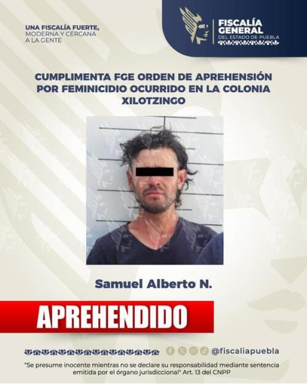 Cae presunto feminicida en Xilotzingo: FGE