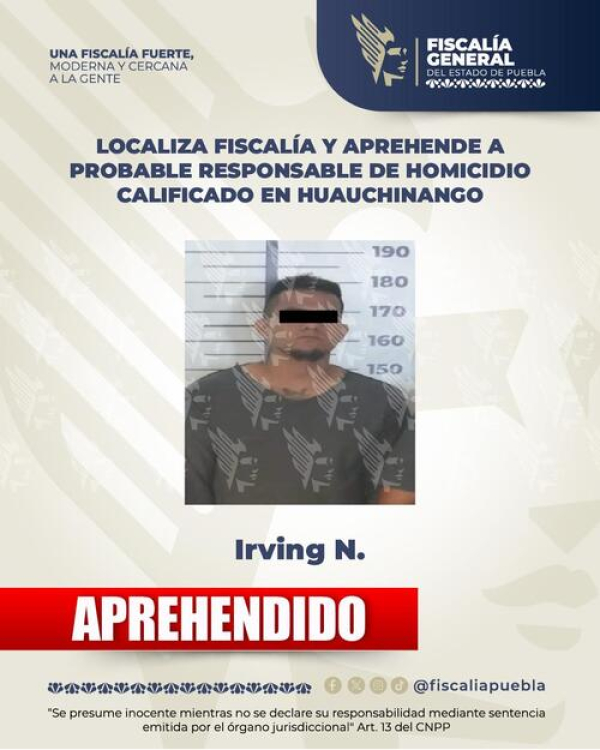 Cae Irving N. por homicidio calificado