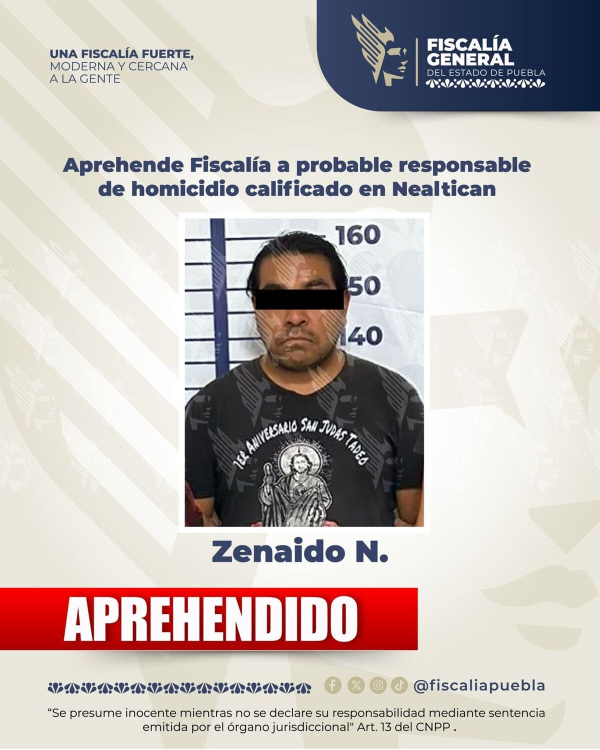 Cae presunto homicida en Nealtican